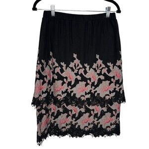 STIZZOLI Wool Cashmere Abstract Artsy Floral Knee Length Skirt Size 42
